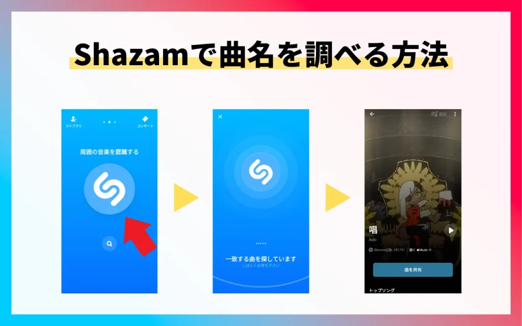 Shazamで曲名を調べる方法