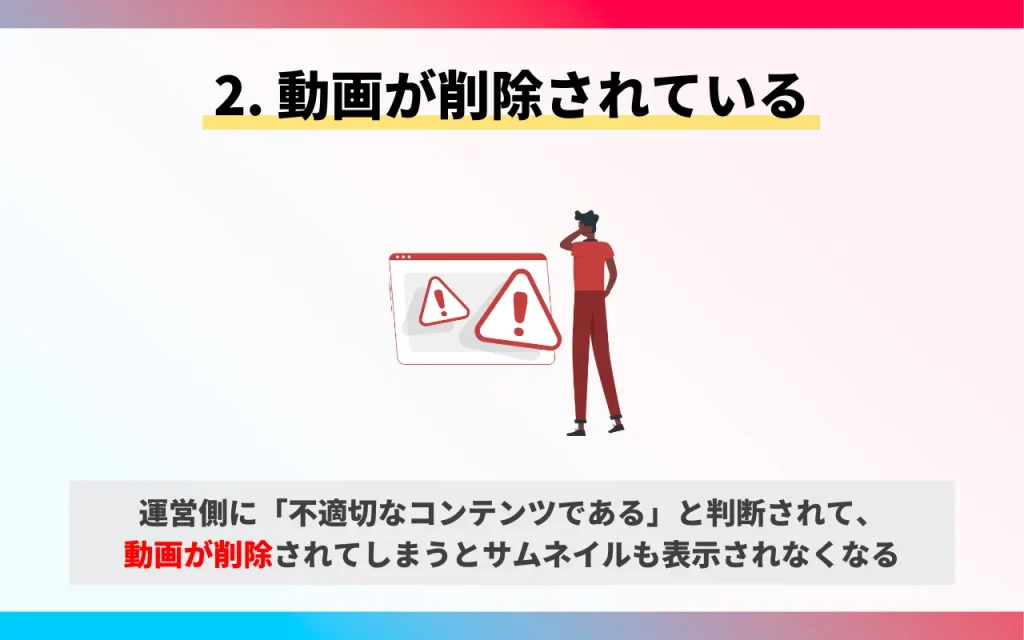 YouTubeサムネイルが表示されない原因2. 動画が削除されている