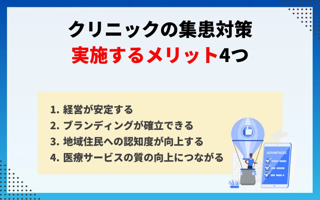 クリニックが集患対策を実施するメリット4つ