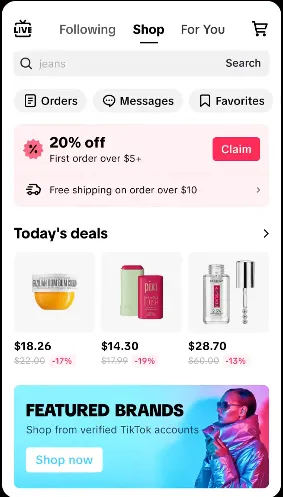TikTok shop：Shop Tab