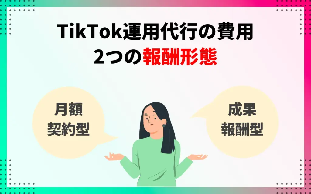 TikTok運用代行の費用｜2つの報酬形態