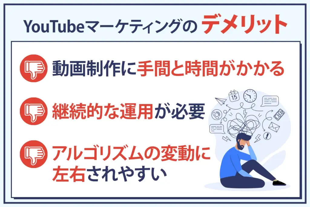 YouTubeマーケティングのデメリット YouTubeマーケティングのデメリット