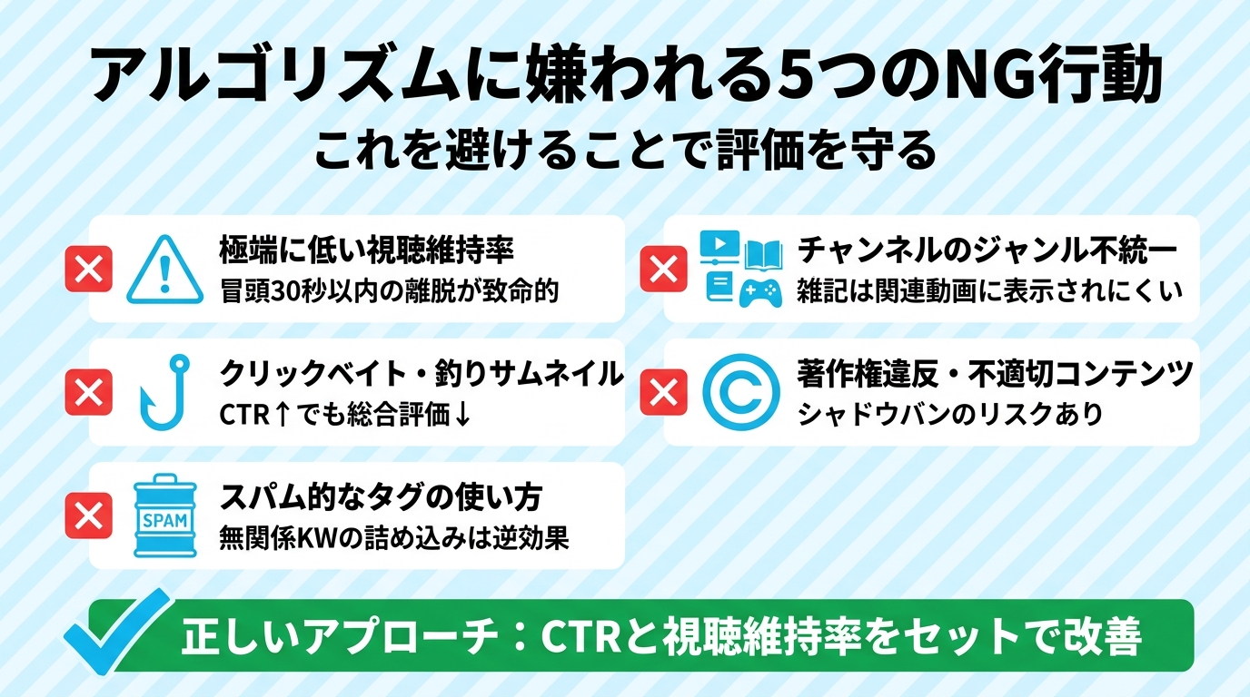 YouTubeアルゴリズムに嫌われる理由と回避策