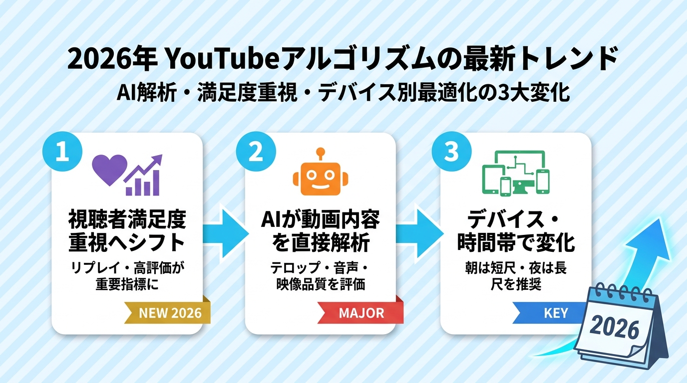 YouTubeアルゴリズムの最新トレンド（2026年）