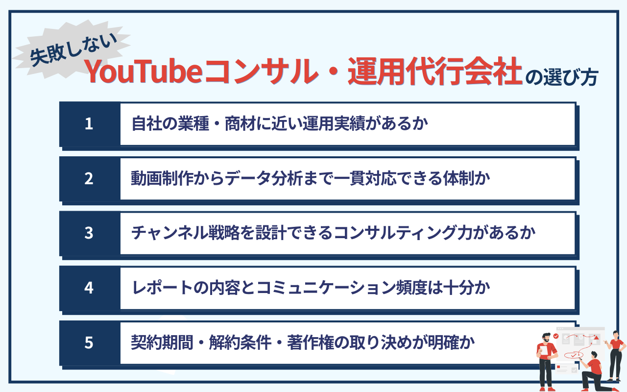 失敗しないYouTubeコンサル・運用代行会社の選び方